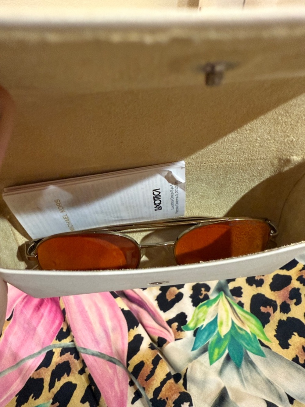 Michael Kors Gold Aviator Sunglasses with Red Lenses - Picture 5 of 5